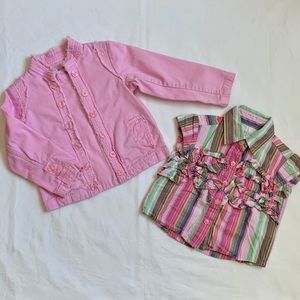 Pink military style blazer & dress shirt w/ruffle